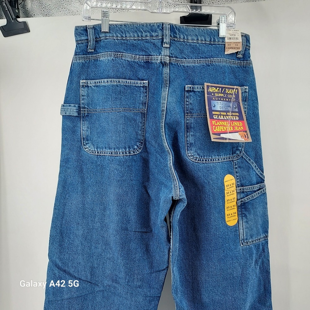 ARMY NAVY Carpenter Jeans Flannel Lined Titanium Denim Waist 33 Inseam 32 - Picture 9 of 10